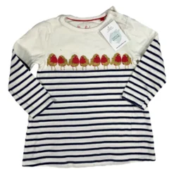 MINI BODEN 2/3 Ans Robe Marinière Oiseaux