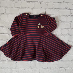 PETIT BATEAU Robe Rayée Bleu Et Rouge 6mois