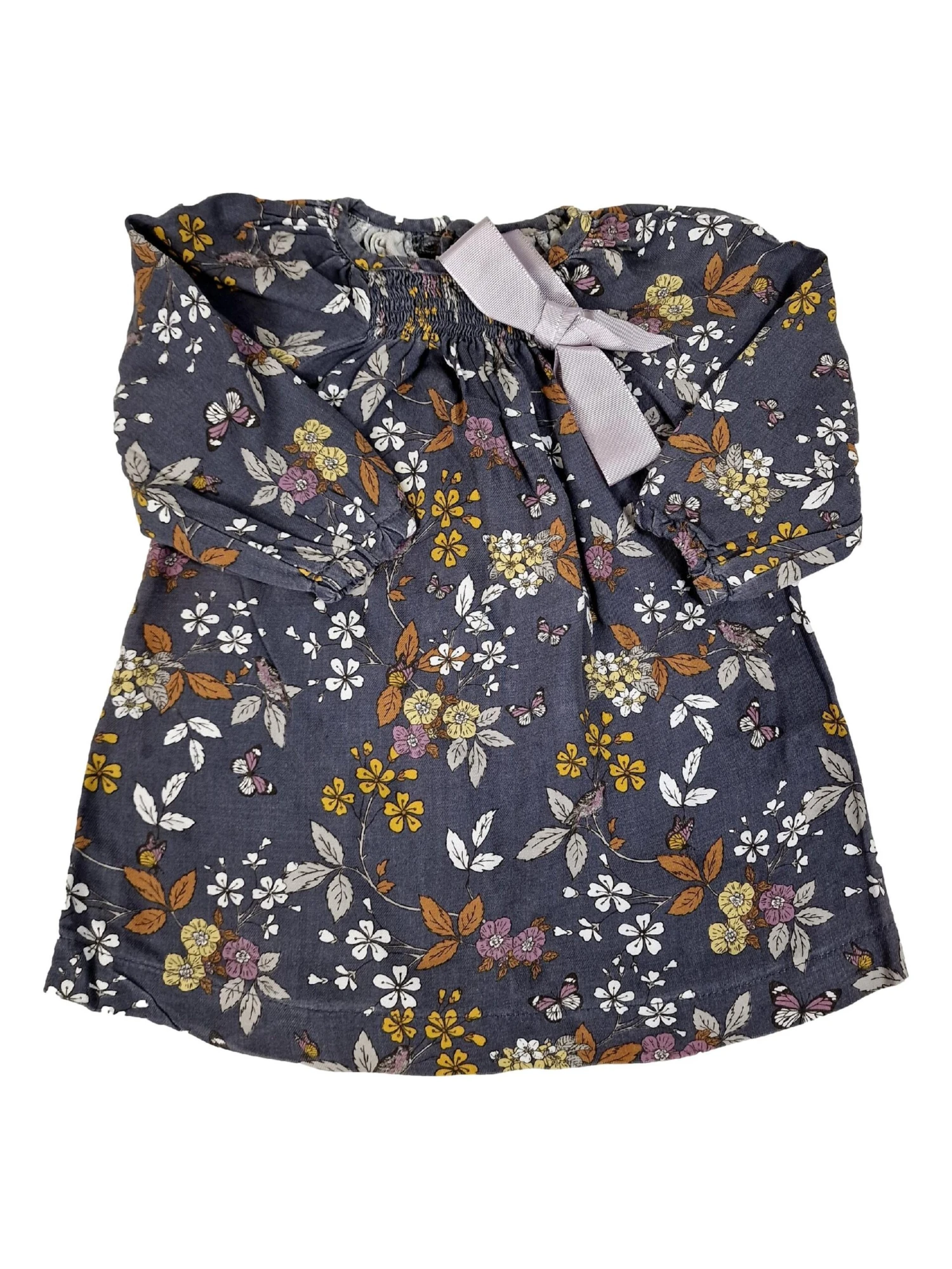 LOLA PALACIOS Robe Grise Fleurs 6m