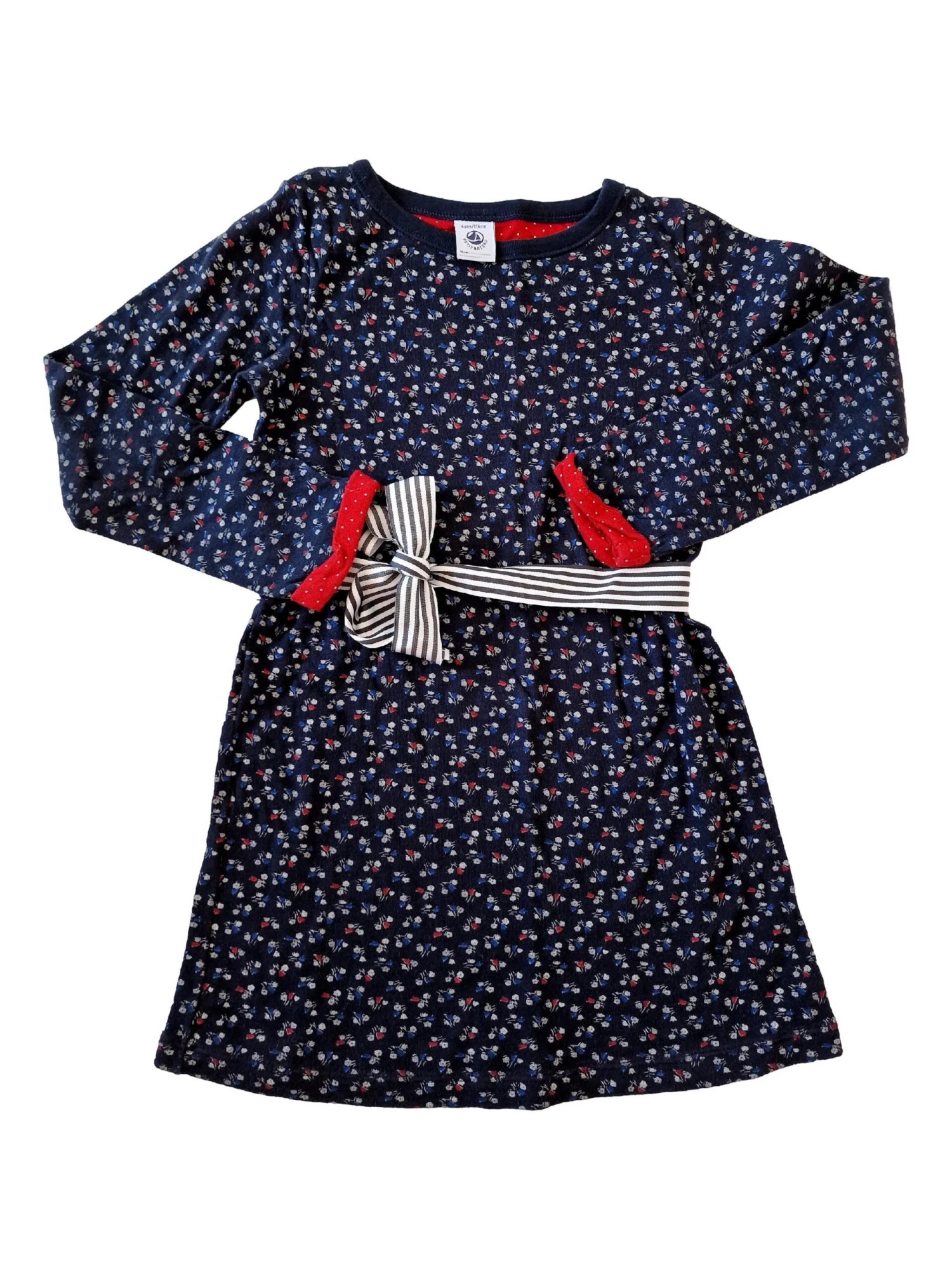 Aku PETIT BATEAU Robe Jersey Marine 6 Ans