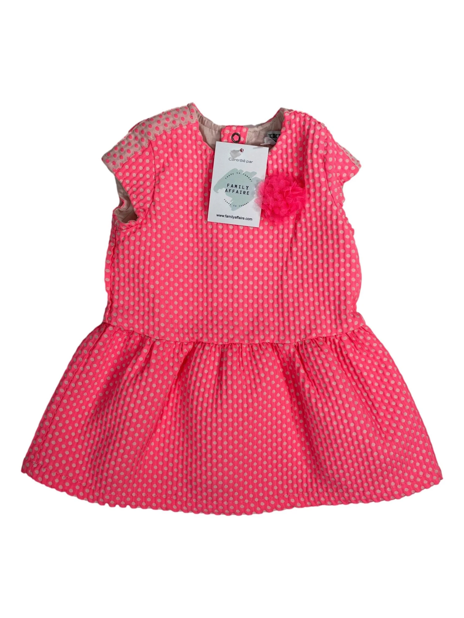 IKKS 12 Mois Robe Texturée Rose Fluo