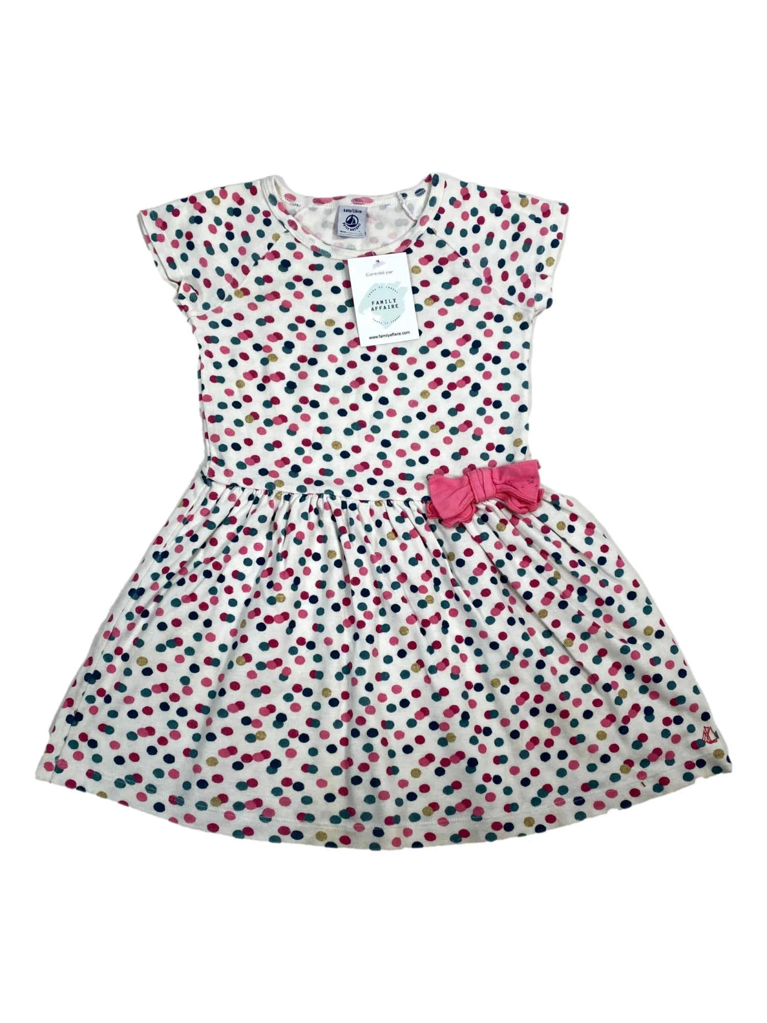 PETIT BATEAU 6 Ans Robe Blanche Ă Pois