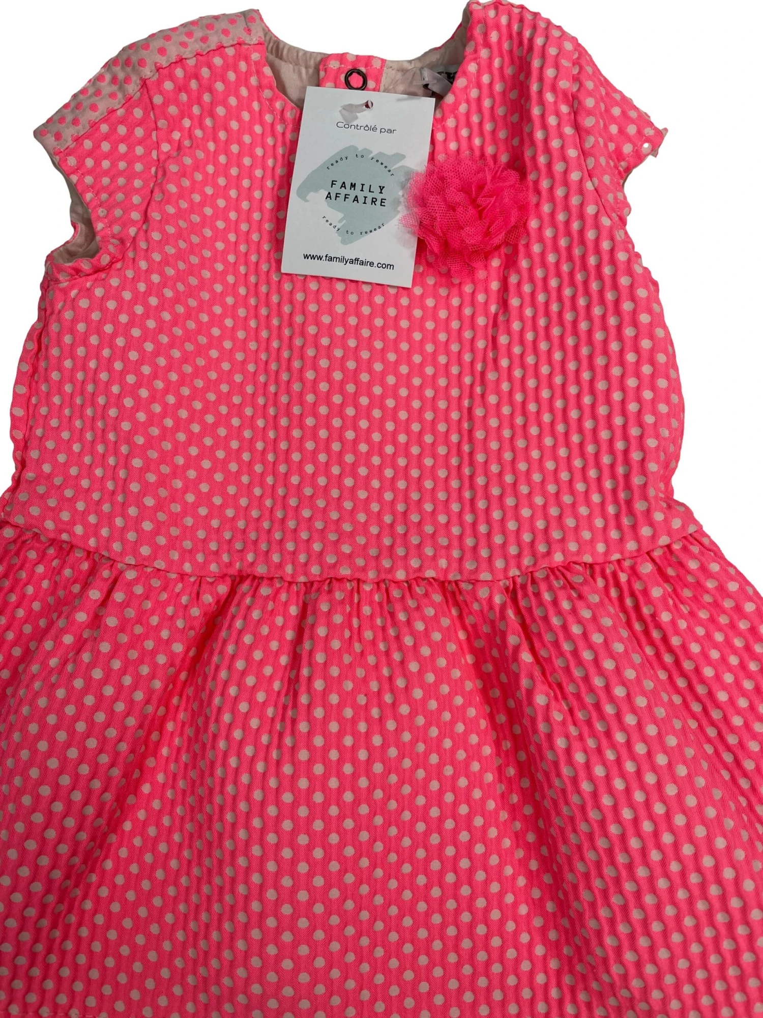 IKKS 12 Mois Robe Texturée Rose Fluo – Image 2